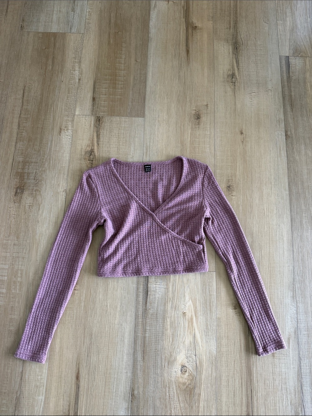 NEW SHEIN Ribbed Wrap Crop Top - Mauve Pink